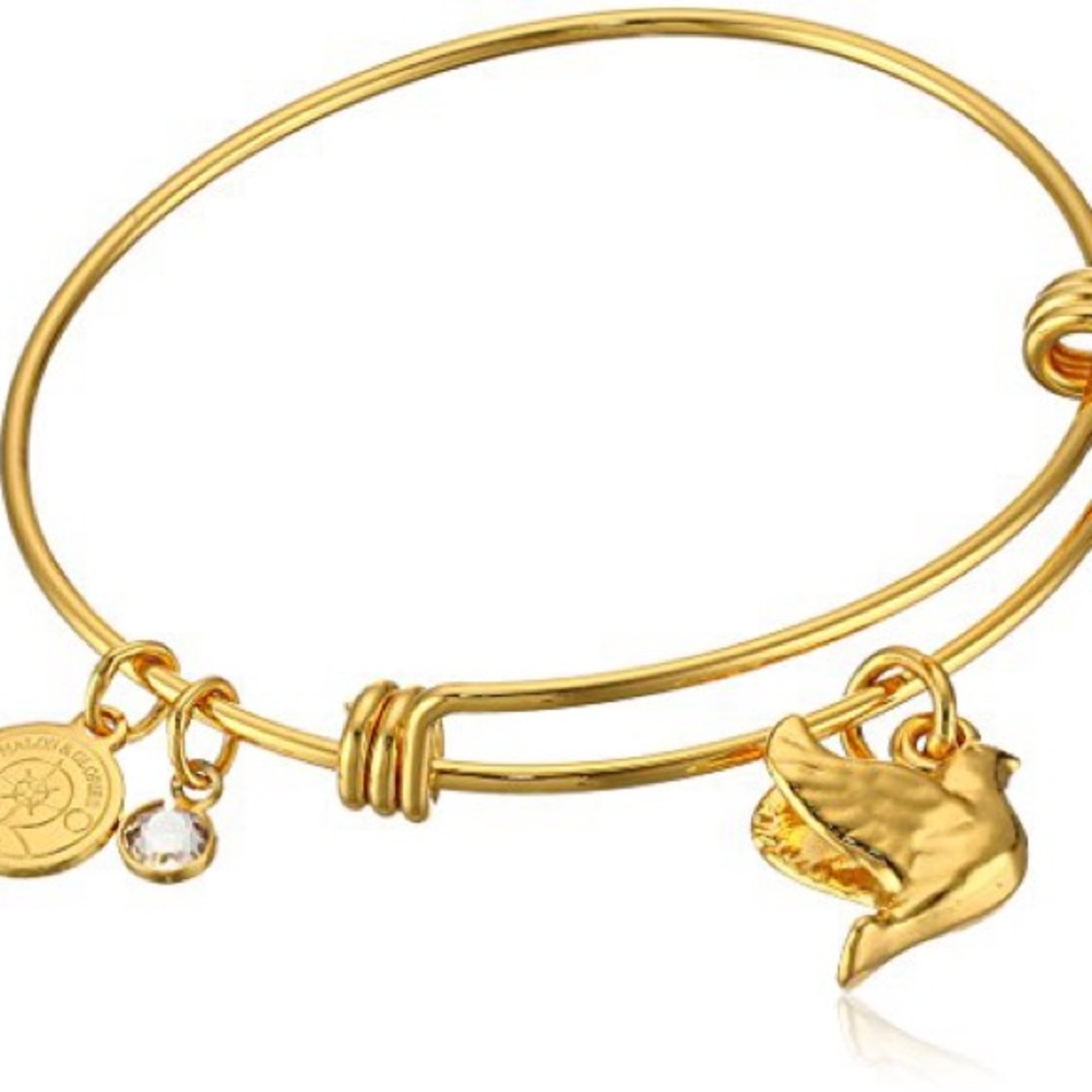 Halos & Glories Gold Charm Bangle Bracelet, dove